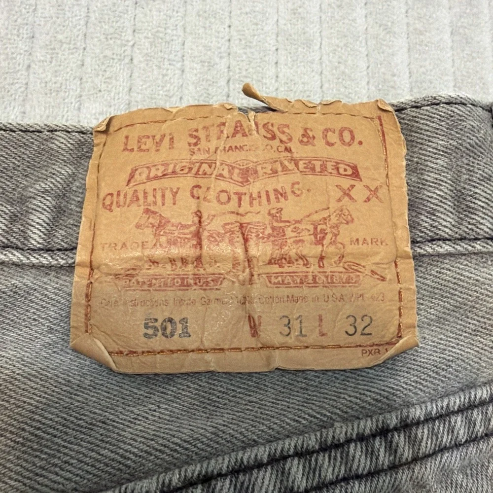 Vintage Levis 501 Jeans Mens 30x31 Gray Straight Button Fly 90s USA Tag 31x32
